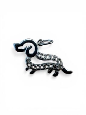 Sterling Silver 925 Dachshund Pendant Charm Dog Sausage Dog Openwork